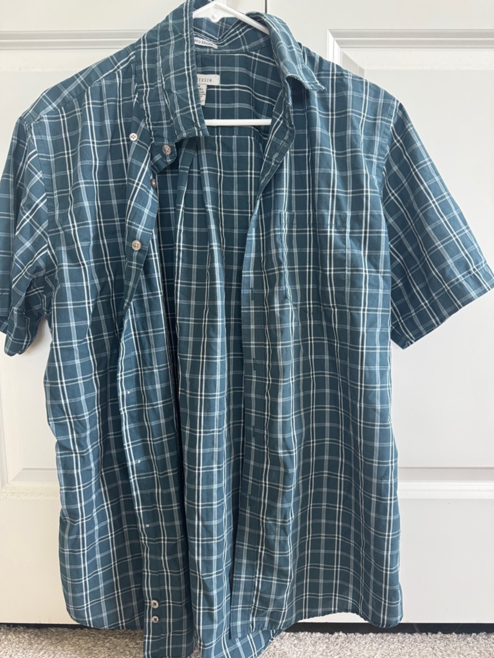 Van Heusen Teal Plaid Short-Sleeve Button-Down Shirt